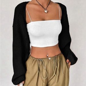 Solid drop shoulder open front cardigan